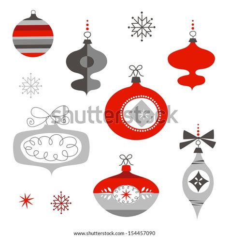 Set Retro Christmas Ornaments Stock Vector Royalty Free 154457090