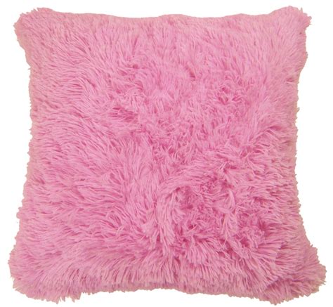 2x Supersoft Faux Fur Baby Candy Pink Thick Fluffy Cushion Cover Pillow