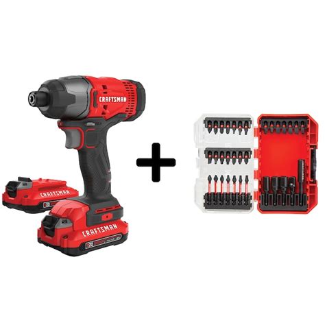 Craftsman V20 20 Volt Max Cordless Impact Driver 2 Batteries Included Charger Included In The