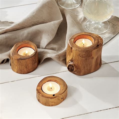 Wooden Tealight Holders Set Of 3 Za Za Homes