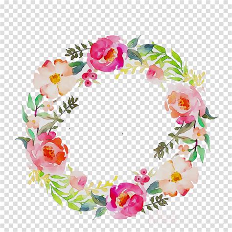Items Similar To Pink Flowers Watercolor Wreath Clip Art Clipart My