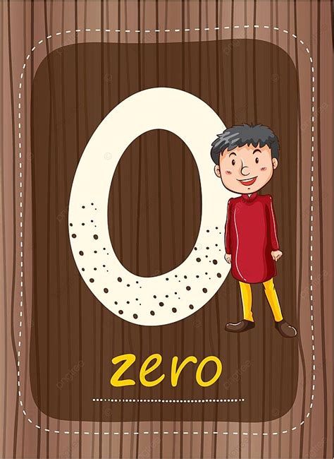 Flashcard Number With Number And Word Zero Picture Letter Vector Zero