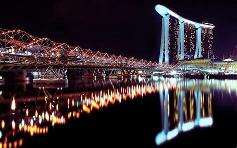 Wallpaper Lights City Cityscape Night Singapore Building