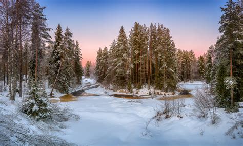 Nature Snow Landscape Winter River Forest Wallpapers Hd Desktop