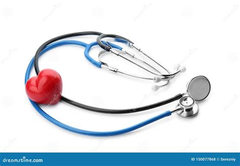 Medical Stethoscopes With Heart On White Background Health Care