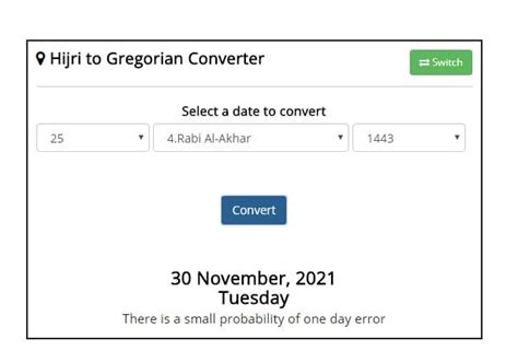 Convert Hijri To Gregorian Date