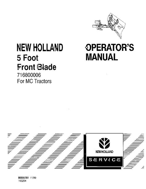New Holland 5 Foot Front Blade For Mc Tractors Operator Manuals Pdf