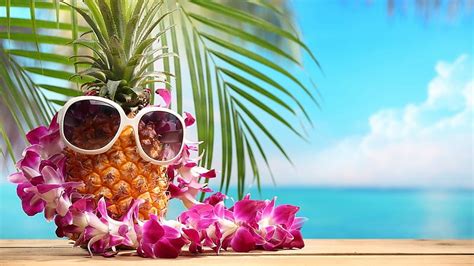 Summer Vacation Beach Pineapple Flowers Sunglass Hd Wallpaper Peakpx