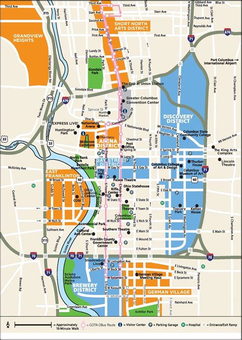 Columbus Downtown Map Map Of Downtown Columbus Ohio