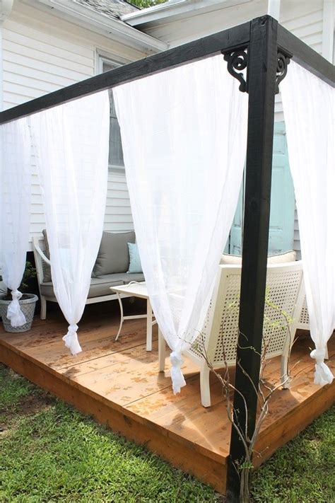 Cabana patio makeover with diy drop cloth curtains. DIY Outdoor Cabana with Curtains | Brooklyn House ...