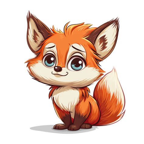 Ai Generated Cute Fox Cartoon Illustration Isolated Transparent