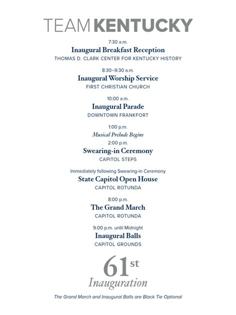 An inaugural celebration for young americans (10 am). Inauguration Schedule