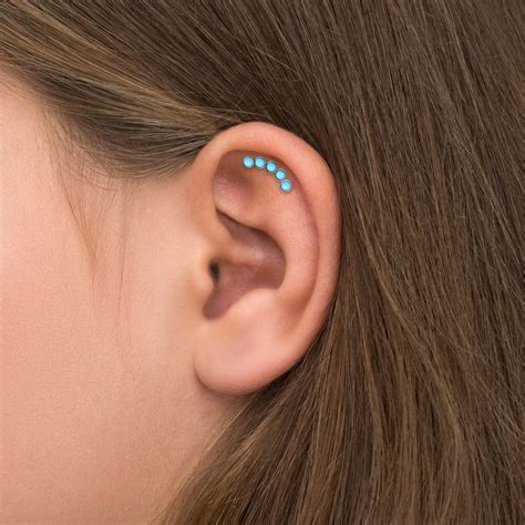 Surgical Steel Cartilage Curved Earring Turquoise Helix Etsy