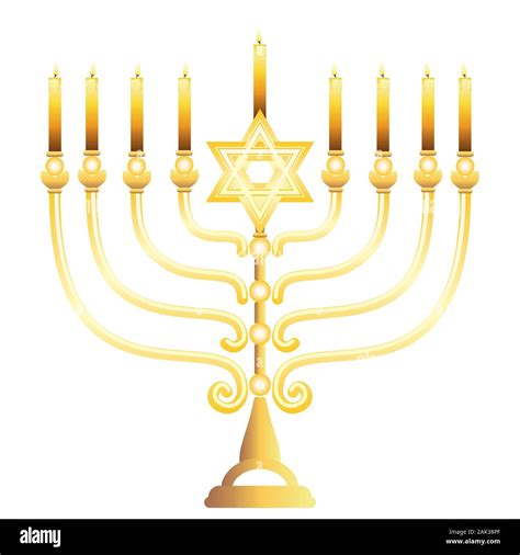 jewish golden menorah with candles for hanukkah jewish festival of lights decoration symbol