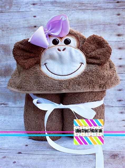 Monkey Hooded Towel Toddlers Babies Girls By Lollipopstripes