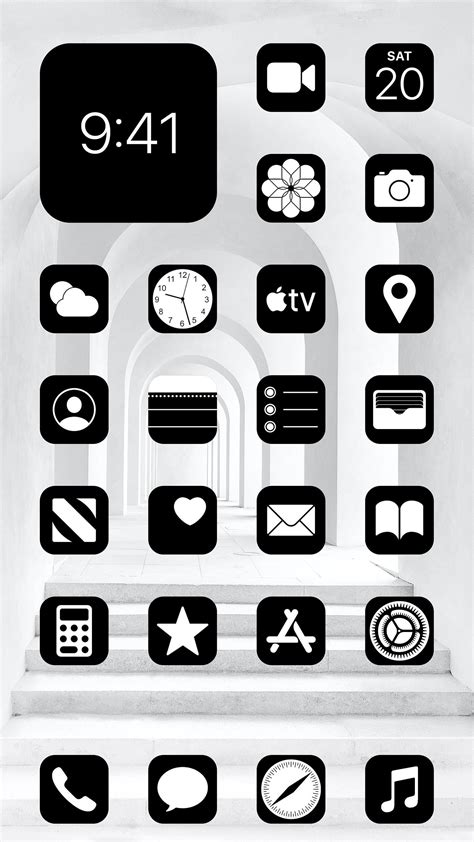 Aesthetic Black Ios App Icons Pack Icons Colors Etsy Black