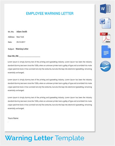 Free Warning Letter Templates In Google Docs Ms Word Pages Pdf
