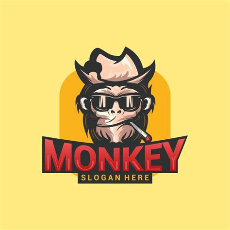 Geek Monkey Mascot Vector Logo Illustration 14080861 Vector Art At Vecteezy