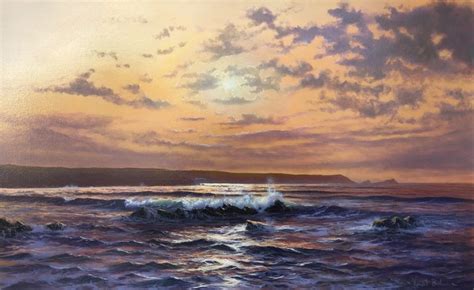 Sunset Fistral Beach Vincent Basham Seascape Artist Cornwall