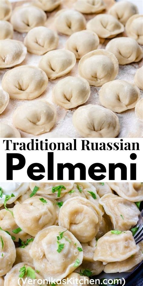 traditional russian pelmeni with sour cream and parsley