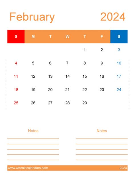 Print Blank February 2024 Calendar F24275