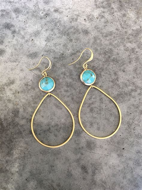 Turquoise Hoop Earrings Boho Jewelry Hoops Boho Wedding Turquoise