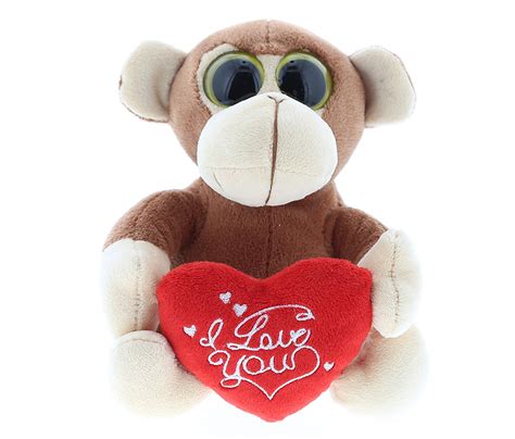 Dollibu Brown Monkey Big Eye I Love You Valentines Plush Super Soft