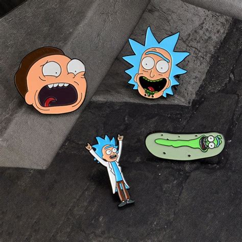 Rick And Morty Classic Cartoon Icons Style Enamel Pin Badge Buttons