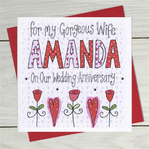 Personalised Wife Wedding Anniversary Card By Claire Sowden Design