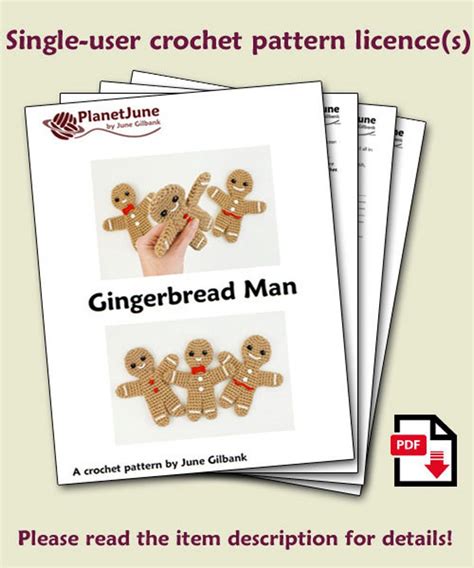 Gingerbread Man Amigurumi Crochet Pattern Digital Pdf File Etsy