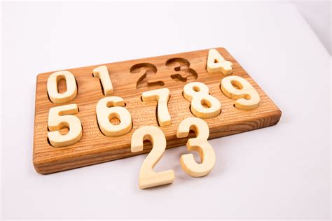0 9 Wooden Number Puzzle Number Puzzle Learning Numbers Toy Etsy