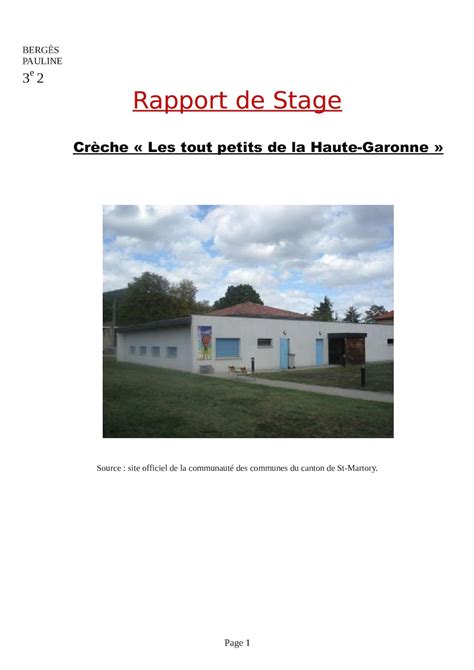 Exemple De Rapport De Stage 3eme Dans Une Ecole Maternelle Indoviras