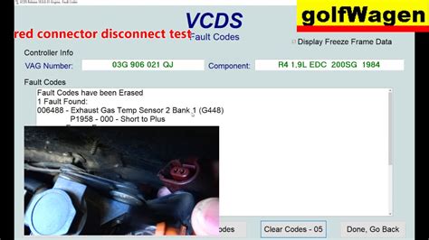 Vw Golf 5 Exhaust Gas Temperature Sensors Test Fault P1958 P145d