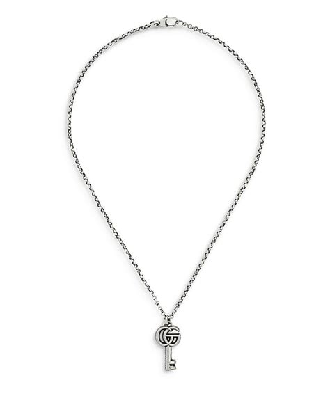 Gucci Sterling Silver Marmont Interlocking G Key Pendant Necklace 195