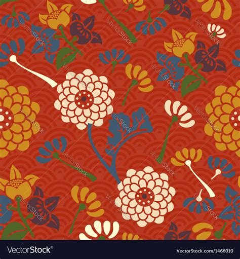 Oriental Flowers Seamless Pattern Royalty Free Vector Image