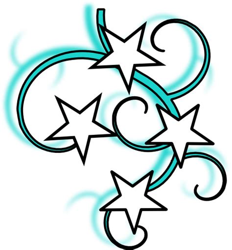 Teal Stars Clipart Clipart Black And White Swirl Star Png Download