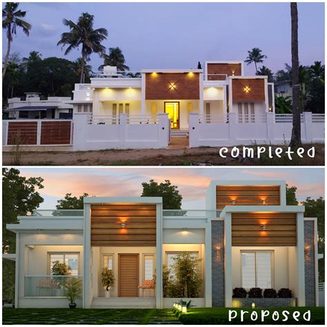 Completed 3 Bhk Contemporary House Kerala By My Homes Designers