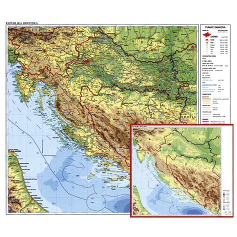 Karta Hrvatske 56×49 plastificirana obostrana Trsat - Primo Niz