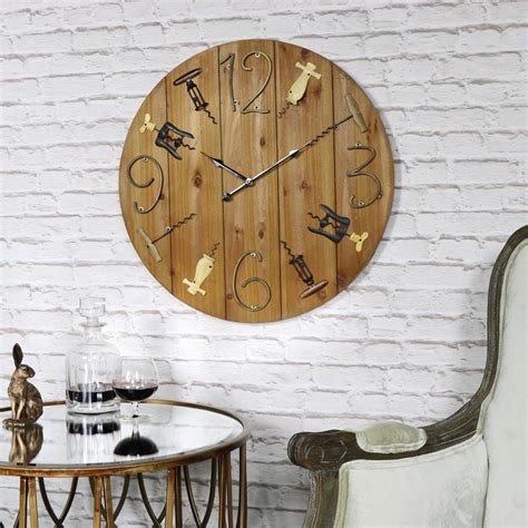 Large Wooden Corkscrew Wall Clock Melody Maison