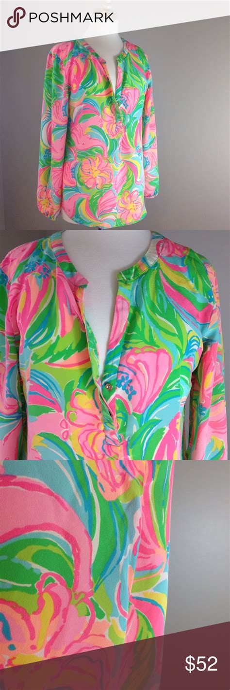 Lilly Pulitzer Silk V Neck Tunic Blouse Lilly Pulitzer Clothes