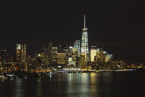 Lower Manhattan Skyline At Night Stock Image Image Of Chrysler