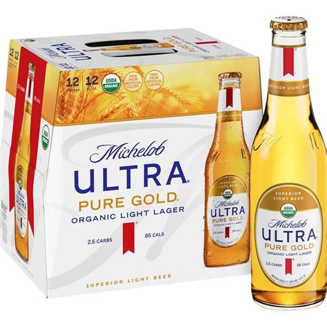 Michelob Ultra Pure Gold Organic Light Lager Bottles 12 Fl Oz From