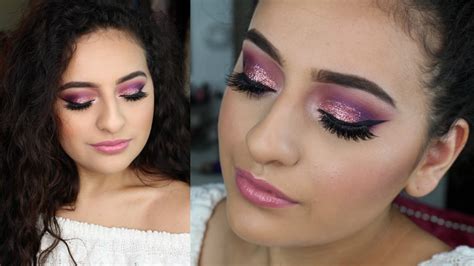 Dramatic Purple And Pink Glitter Makeup Youtube