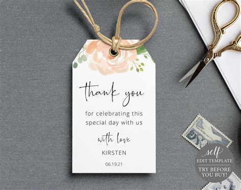 Editable Free Printable Wedding Favor Tags Template
