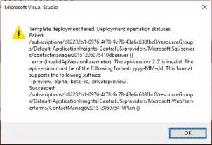 Visual Studio Template Deployment Failed Azure Stack Overflow