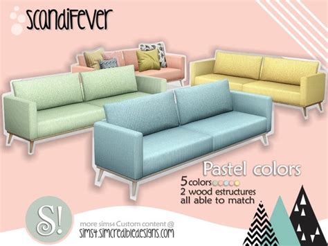 Simcredibles Scandifever Sofa Colorful Sims 4 Cc Furniture Sims