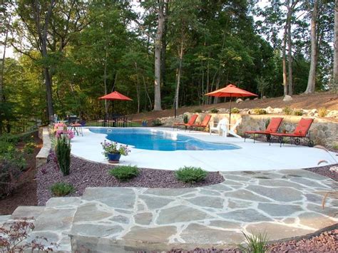 Terraced Sloped Yard Pool Install Outdoor Living Space Pinterest