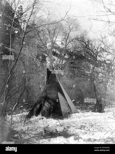 Edward S Curtis Native American Indians A Sioux Indian Teepee In A Winter Camp Ca 1908 Stock