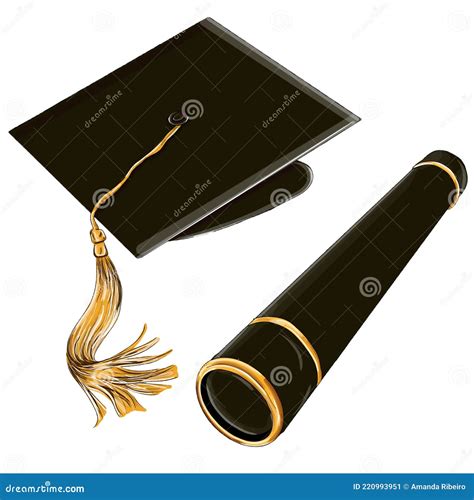 Graduation Cap And Diploma Isolated On White Background Used For