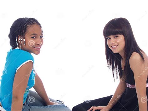 2 Cute Girls Posing Stock Image Image Of Background Eyes 2104759
